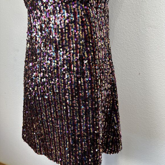 Zara Dress Women Size Medium Rainbow Sequin Mini Tank Party Glitter Disco - Picture 12 of 16